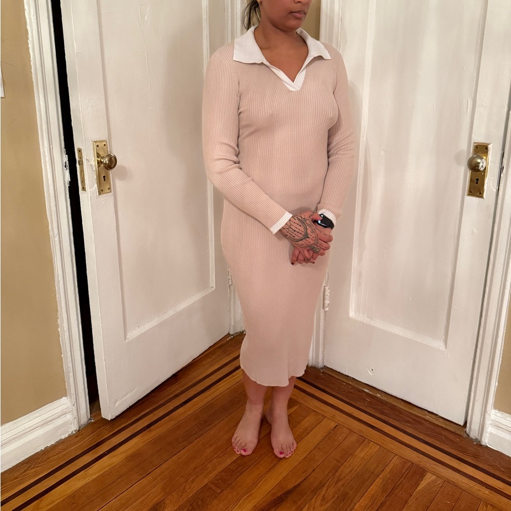 Long sleeve ribbed dress, size S